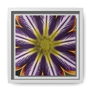 IS_4855 Framed Floral Burst Matte Canvas Print — Purple & Yellow Starburst Wall Art