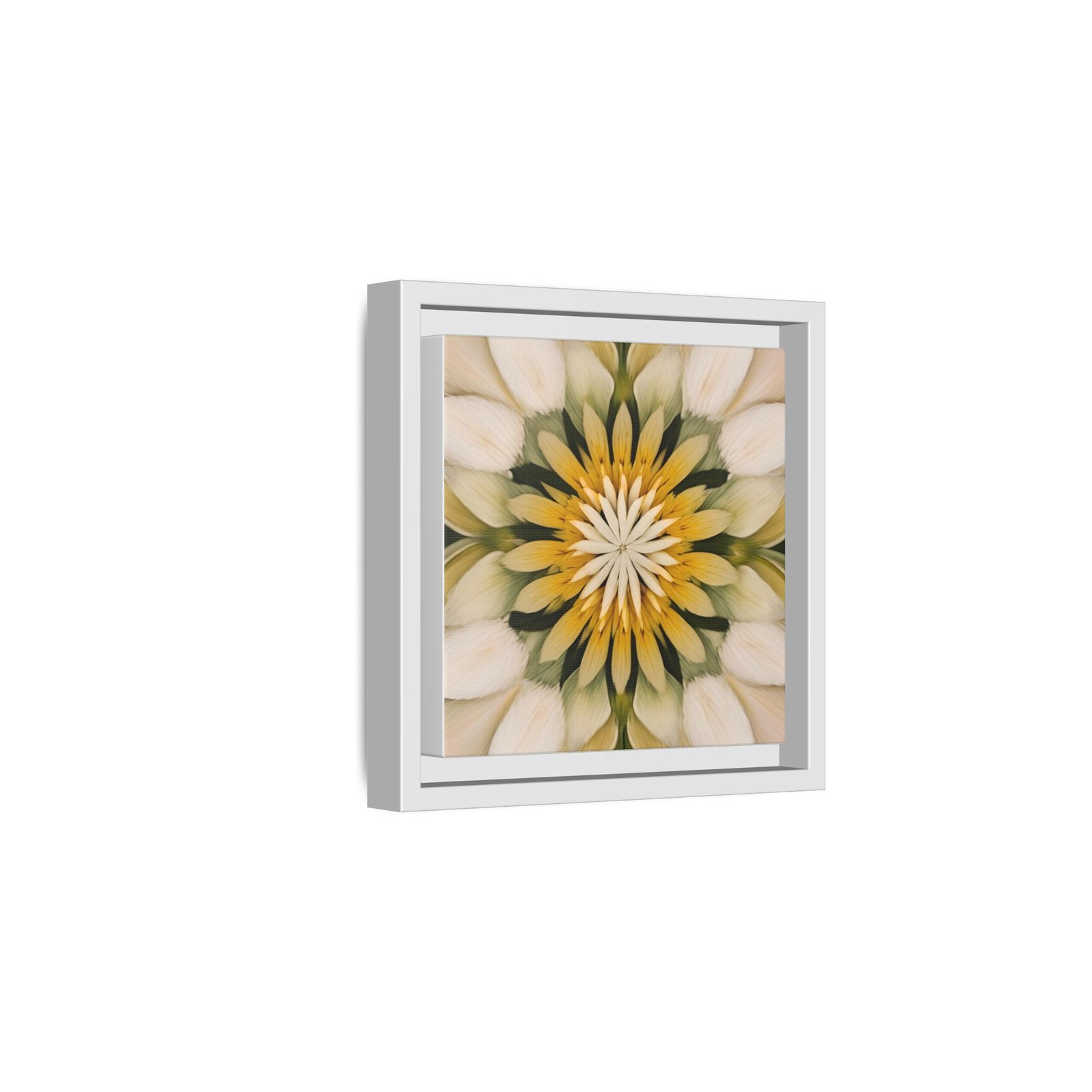 IS_4844 Kaleidoscope Floral Framed Canvas Art โ Yellow & Cream Mandala - Image 10