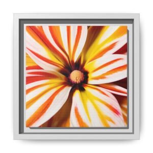 IS_4875 Framed Floral Canvas Wall Art — Vibrant Orange & Yellow Dahlia Print