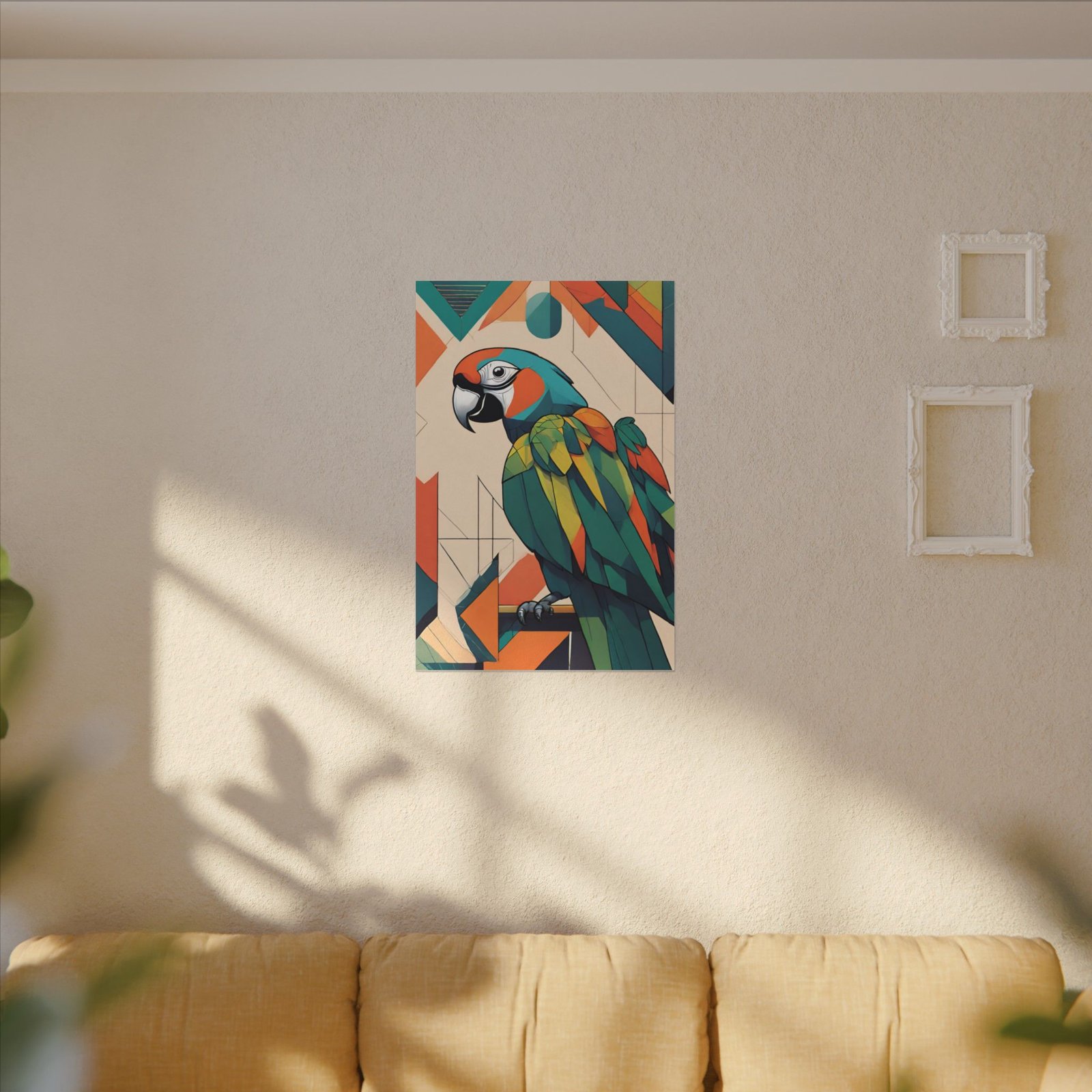 IS_0184 Modern Geometric Parrot Canvas Print - Image 2