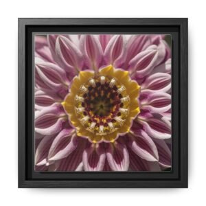 IS_4860 Framed Kaleidoscope Flower Matte Canvas Wall Art — Pink & Yellow Floral Mandala Print