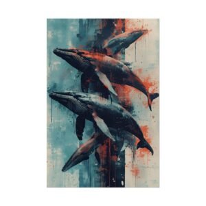 IS_6420 Abstract Blue & Orange Humpback Whale Rolled Poster