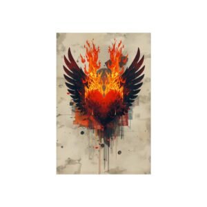 IS_6514 Abstract Flaming Heart with Wings Fine Art Print