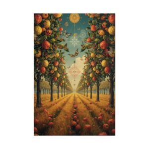 IS_6815 Surreal Orchard Poster — Vintage Fruit Tree Path Art Print