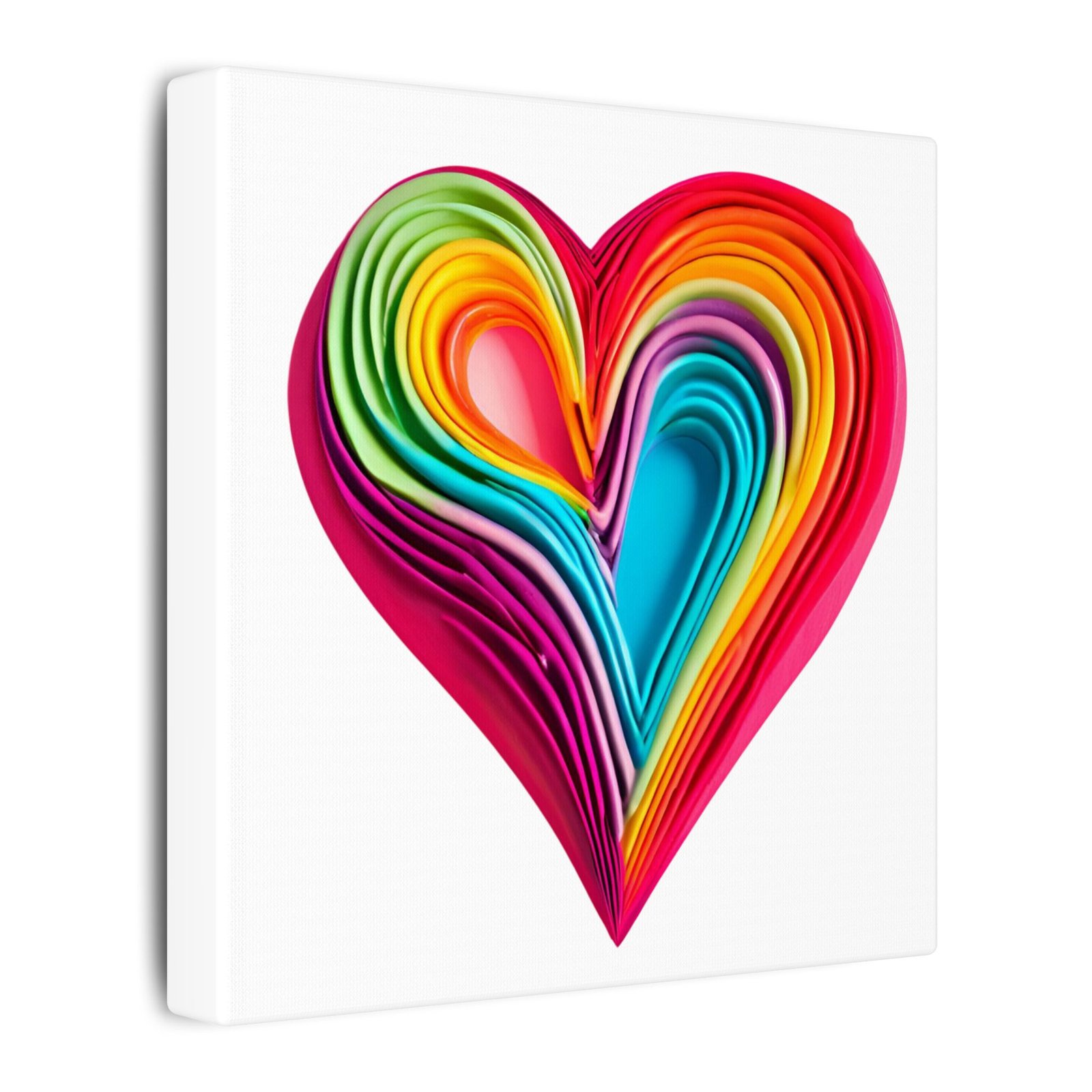 IS_4155 Rainbow Paper Heart Canvas Print — Colorful Stretched Wall Art - Image 2