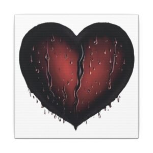 IS_4190 Dripping Broken Heart Canvas Art – Gothic Red Heart Wall Decor