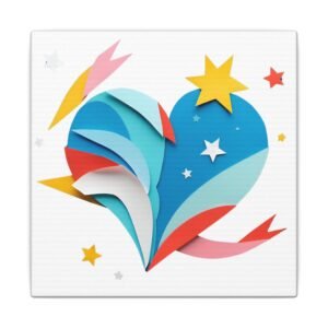 IS_4197 Paper-Cut Heart Canvas Print — Colorful Starry Love Wall Art