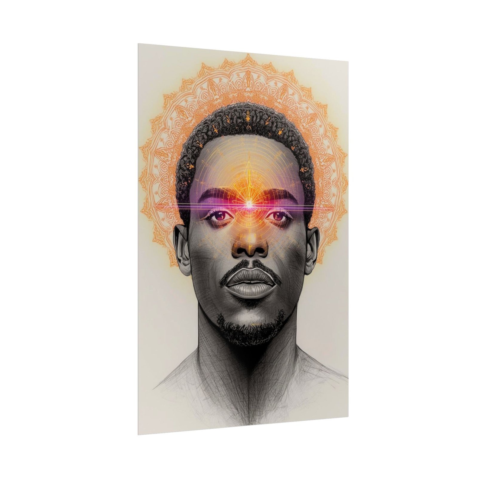 IS_6580 Afrocentric Portrait with Third Eye Mandala Rolled Poster - Image 2