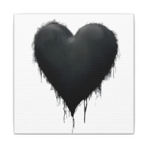 IS_4183 Dripping Black Heart Matte Canvas Wall Art — Gothic Romantic Home Decor