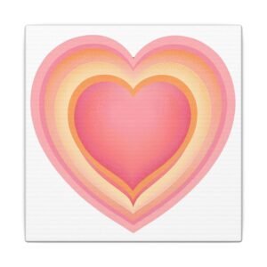 IS_4233 Layered Pink Heart Canvas Wall Art — Romantic Retro Heart Print for Bedroom, Nursery & Valentine’s Decor