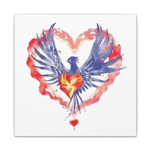 Phoenix62 Heart Canvas Art – Watercolor Heart & Bird Wall Decor