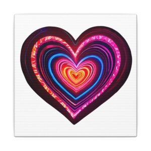 IS_4177 Neon Rainbow Heart Canvas — Stretched Matte Wall Art