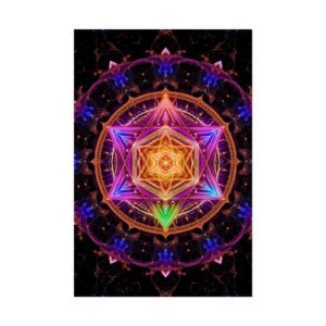 IS_6610 Sacred Geometry Rolled Poster — Neon Metatron Star Wall Art