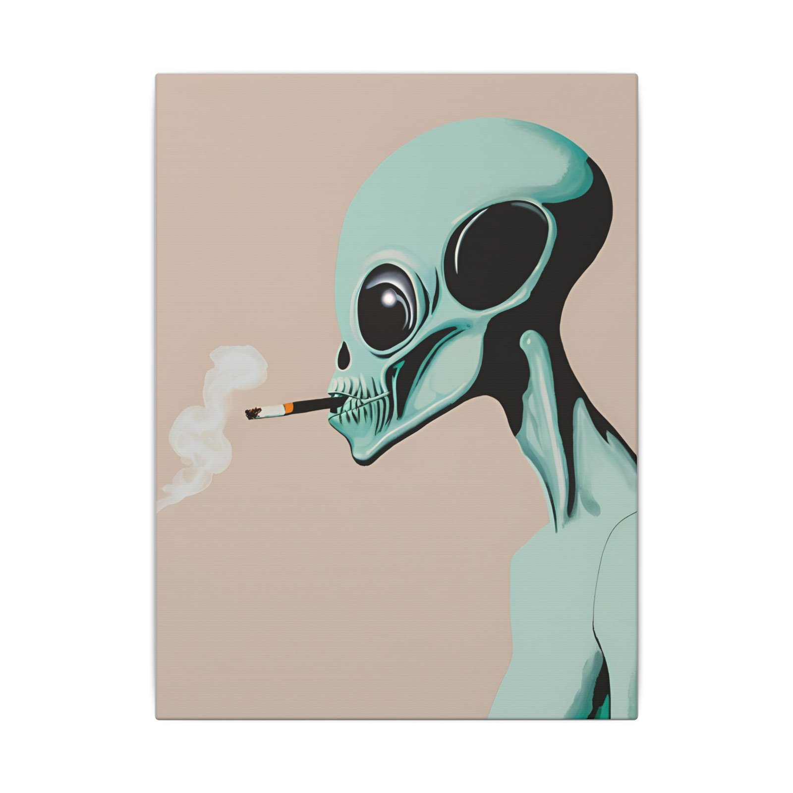 IS_4418 Alien Smoking Art Canvas Print - Unique Wall Décor for Collectors
