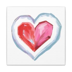 IS_4202 Heart Brushstroke Matte Canvas Wall Art — Pink Red Heart Painting