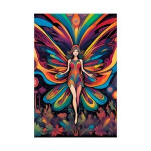 IS_6561 Psychedelic Butterfly Fairy Rolled Poster — Rainbow Boho Wall Art