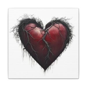 IS_4192 Canvas Wall Art — Dark Heart Illustration Stretched Matte Canvas