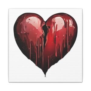 IS_4194 Dripping Red Heart Canvas Wall Art — Gothic Romantic Matte Stretched Print
