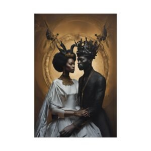IS_3237 Regal Black Royalty Rolled Poster — African King & Queen Portrait