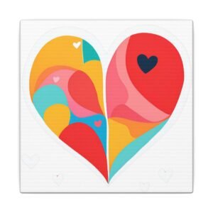 IS_4237 Colorful Heart Canvas Wall Art — Abstract Pop Heart Matte Stretched Canvas