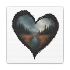 IS_4187 Forest Heart Matte Canvas Wall Art — Moody Landscape Heart Print