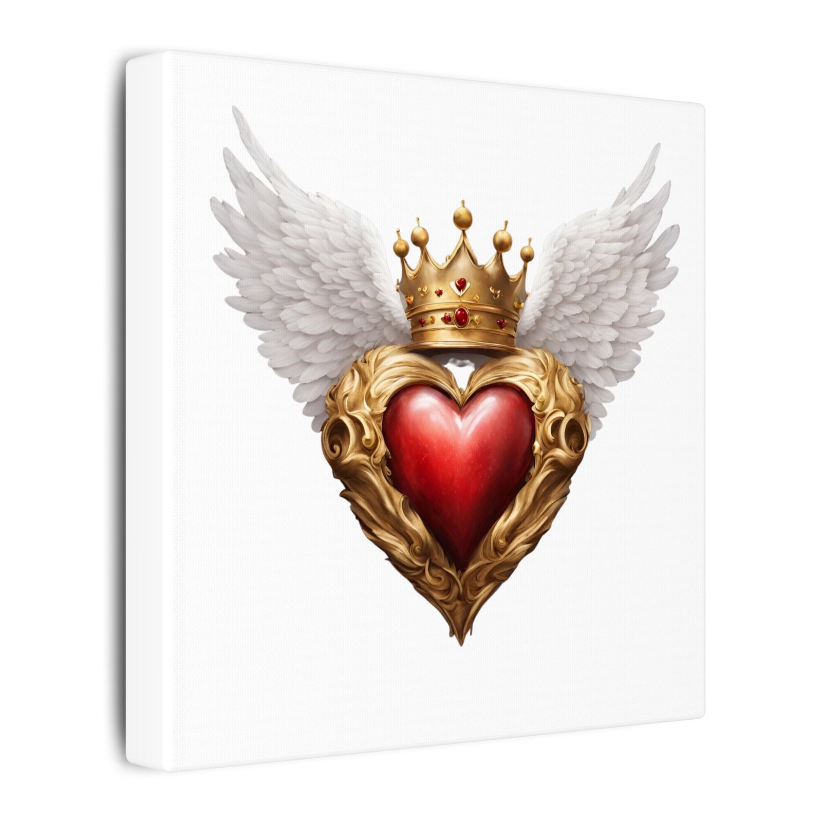 Winged Crown Heart Canvas — Matte Stretched Wall Art - Image 2