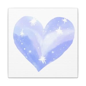 IS_4203 Blue Watercolor Heart Canvas Wall Art — Starry Night Love Print