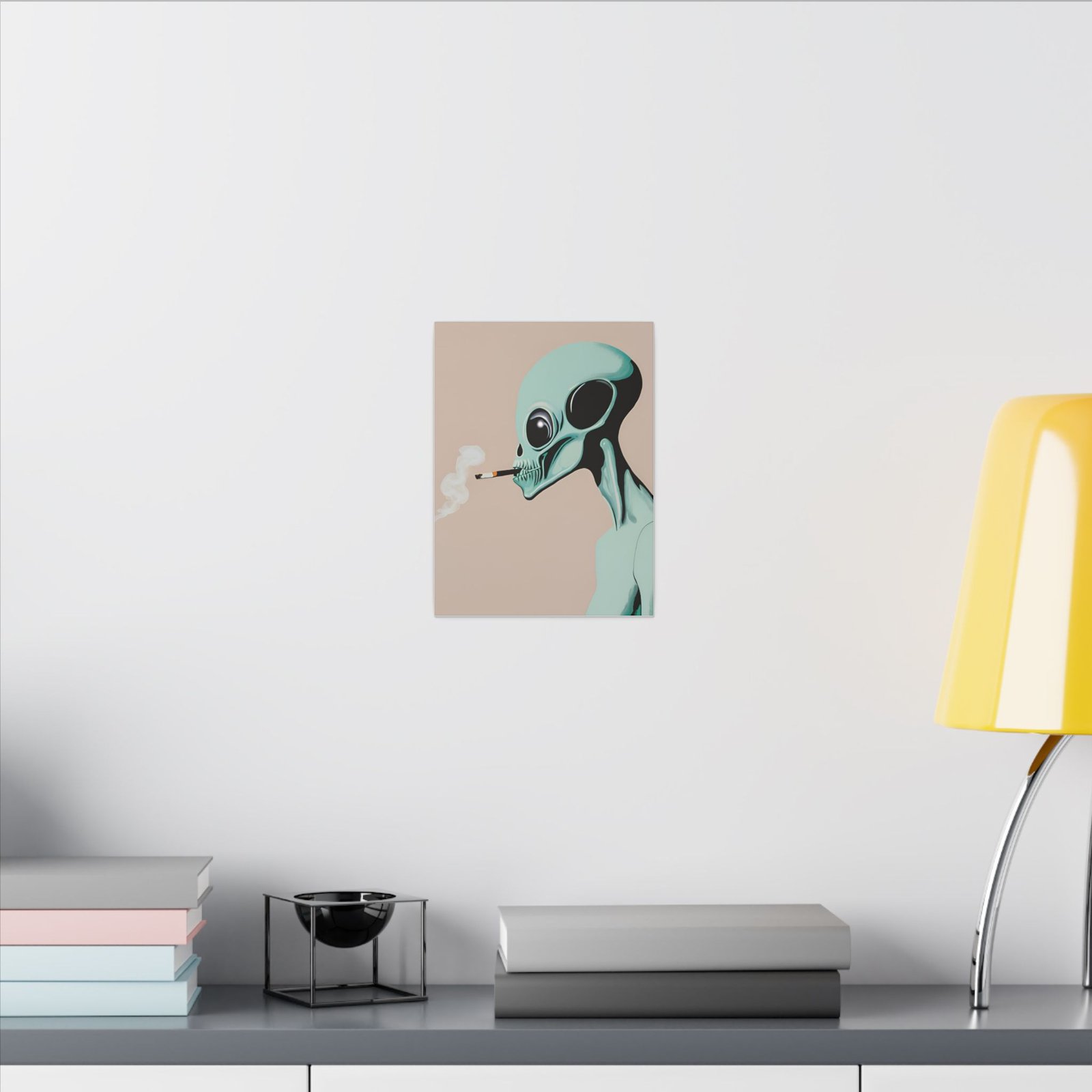 IS_4418 Alien Smoking Art Canvas Print - Unique Wall Décor for Collectors - Image 2