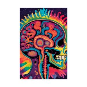 IS_6546 Psychedelic Brain Skull Rolled Poster – Vibrant Anatomical Art Print