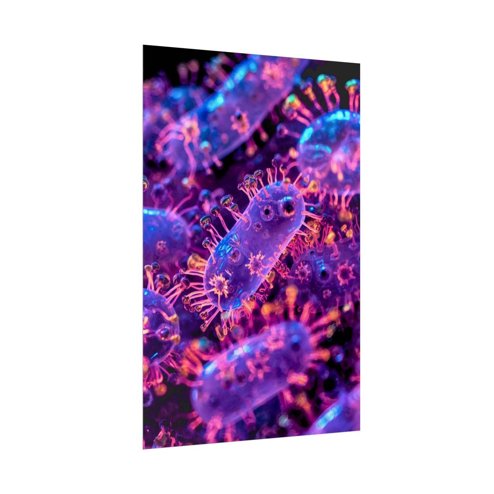 IS_6621 Neon Microbe Rolled Poster โ Vibrant Biotech Wall Art - Image 3
