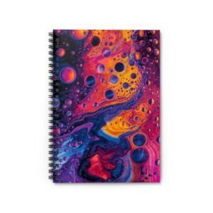 IS_6618 Abstract Psychedelic Spiral Notebook — Colorful Fluid Art Ruled Journal