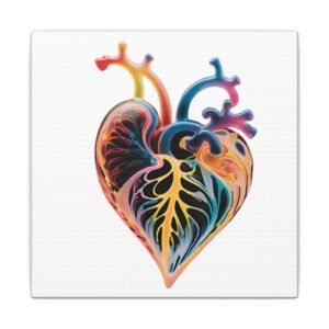IS_4153 Anatomical Heart Art Canvas — Colorful Botanical Heart Matte Stretched Wall Art