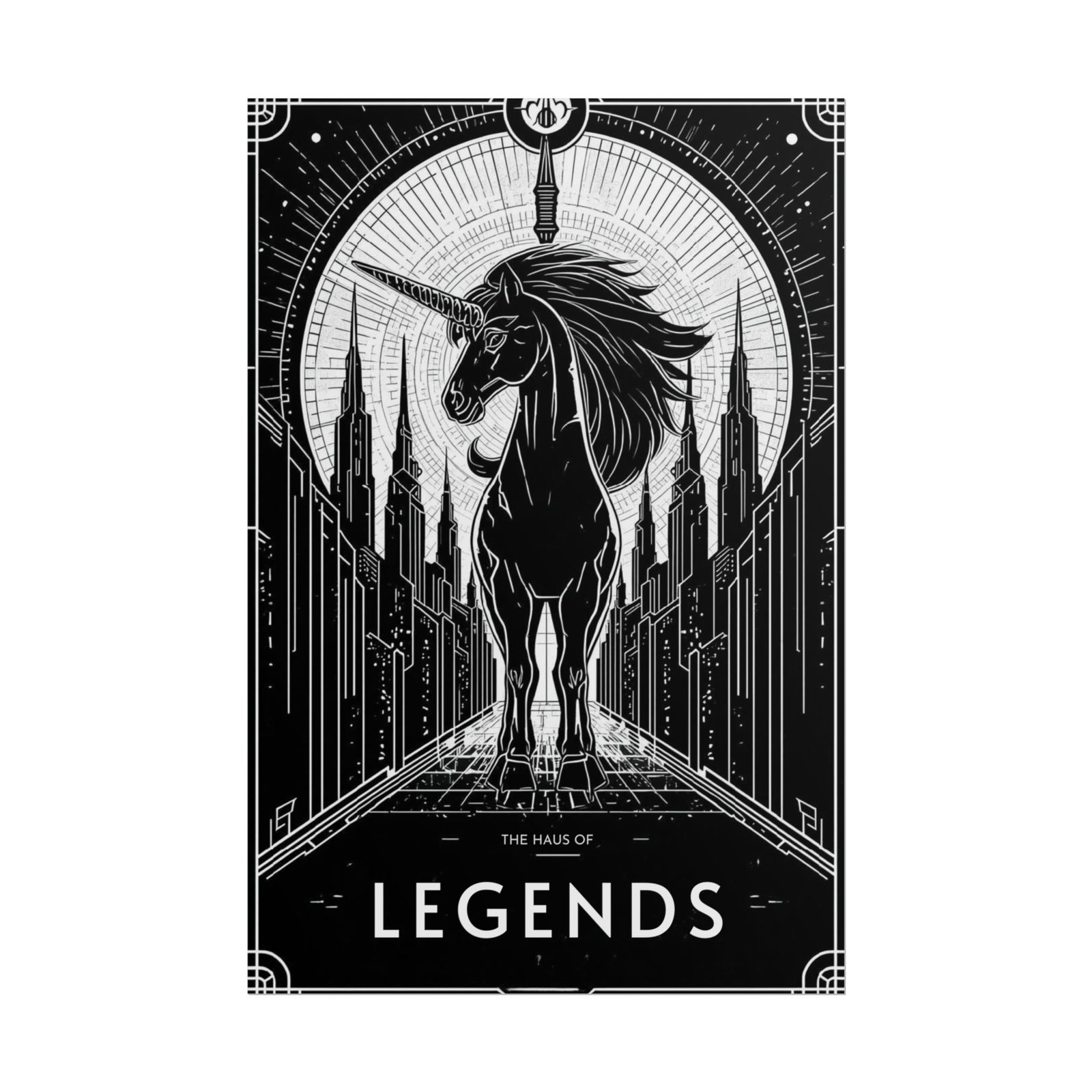 IS_6833 Unicorn Legends Art Deco Rolled Poster
