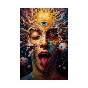 IS_6617 Psychedelic Third Eye Rolled Poster - Surreal Cosmic Face Art Print