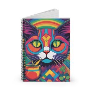 IS_6555 Colorful Cat Spiral Notebook — Vibrant Rainbow Cat Ruled Journal