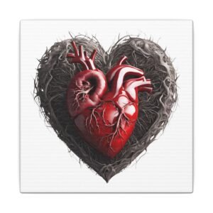 IS_4162 Anatomical Heart Heart-Shaped Thorn Nest Matte Canvas Wall Art