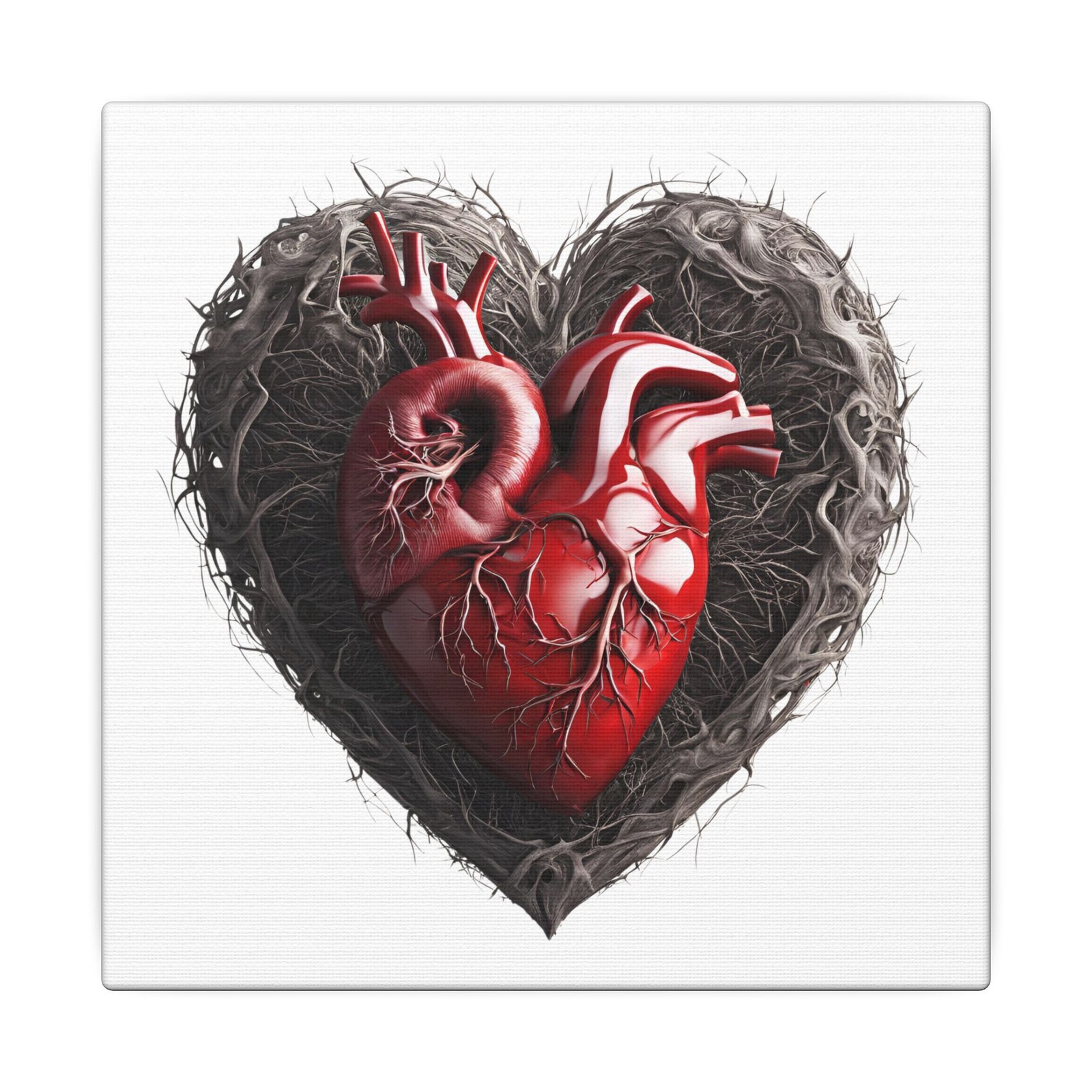 IS_4162 Anatomical Heart Heart-Shaped Thorn Nest Matte Canvas Wall Art