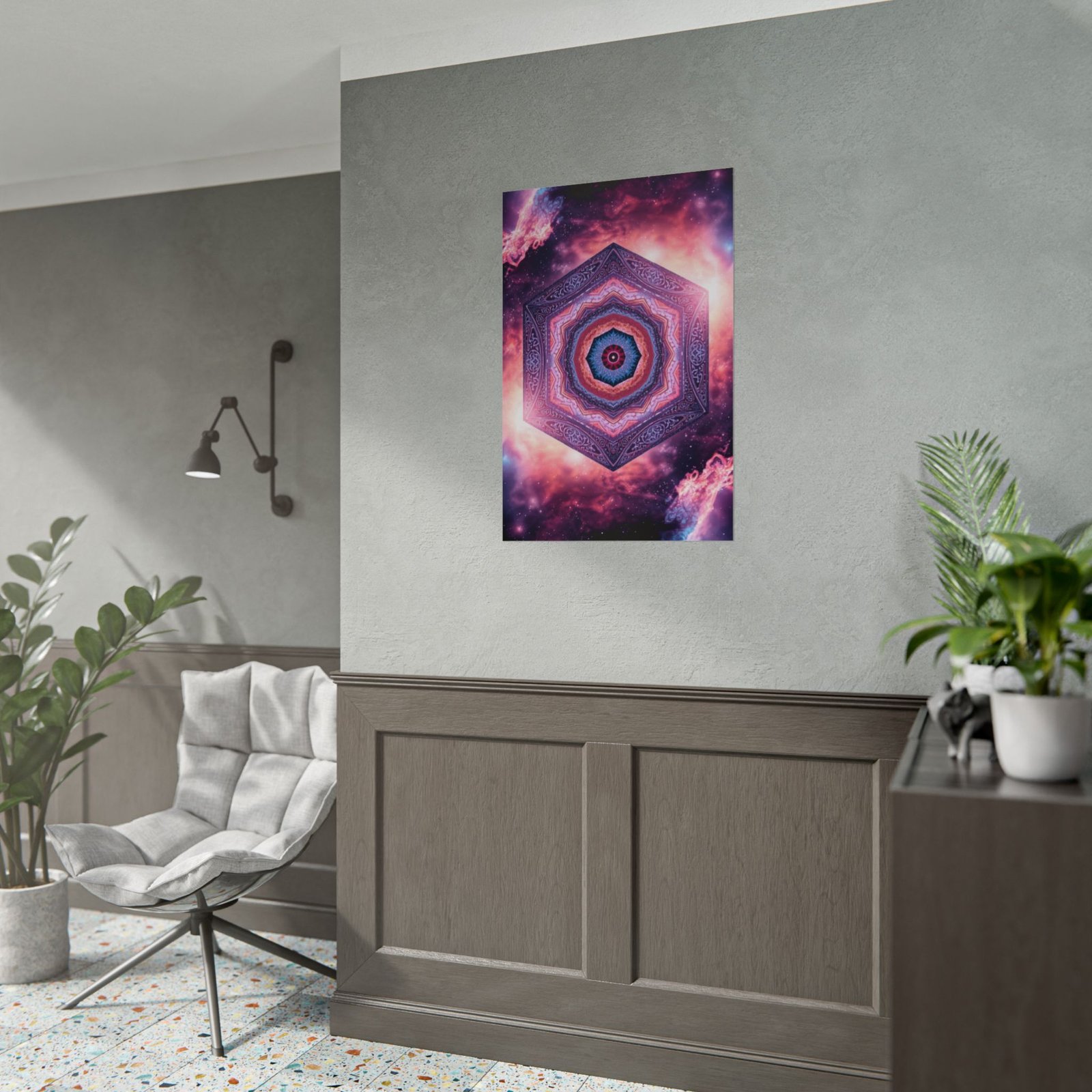 IS_6658 Galaxy Mandala Rolled Poster โ Psychedelic Hexagon Space Wall Art - Image 4