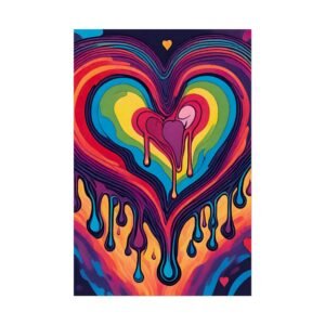 IS_6554 Psychedelic Drip Heart Rolled Poster