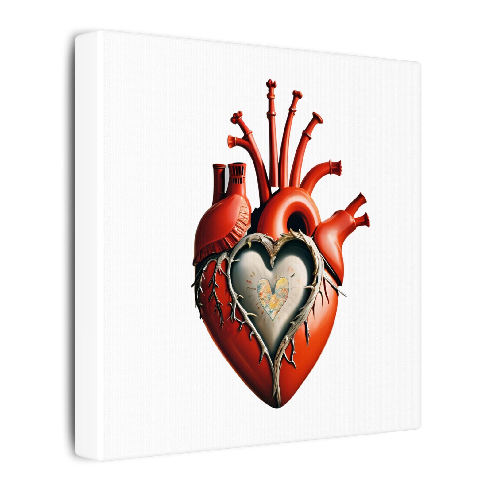IS_4174 Anatomical Heart Canvas Print — Romantic Steampunk Heart Art on Matte Stretched Canvas - Image 2