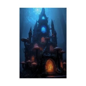 IS_6589 Fantasy Mushroom Castle Rolled Poster - Wall Art, Enchanted Night Scene