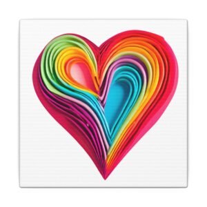IS_4155 Rainbow Paper Heart Canvas Print — Colorful Stretched Wall Art