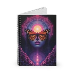 IS_6671 Spiral Notebook — Psychedelic Monarch Butterfly Goddess Ruled Journal