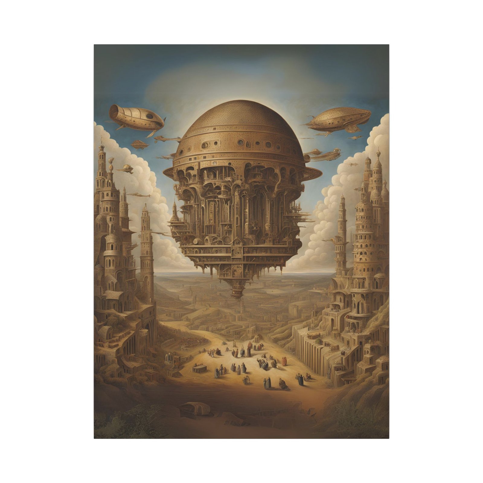 IS_4600 Fantasy Themed Stretched Canvas Art - Airship Adventure