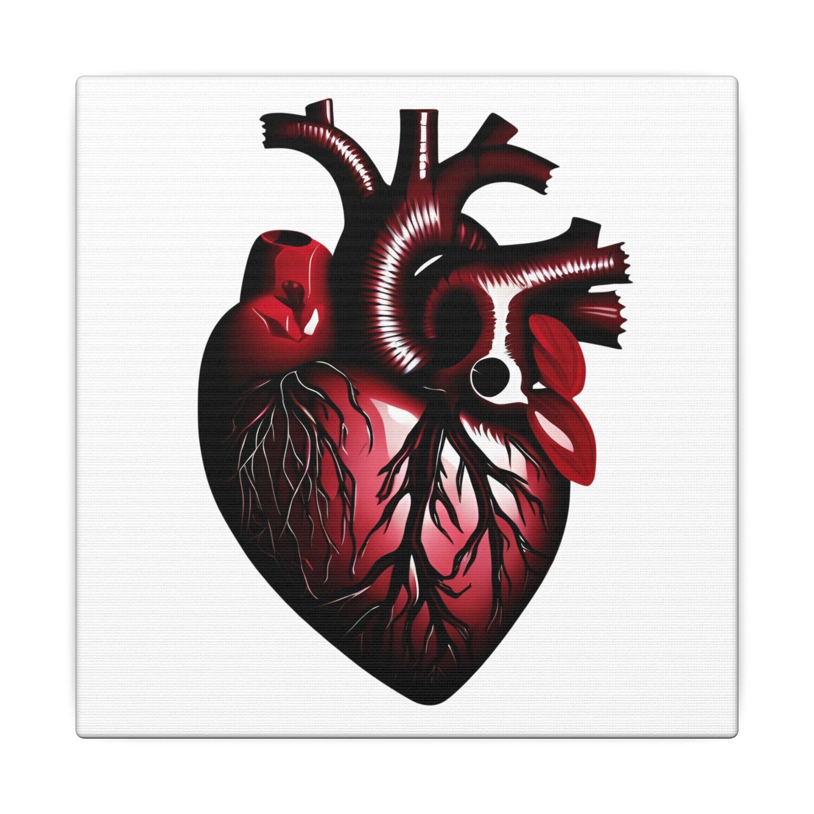 IS_4156 Anatomical Heart Canvas Print — Red Medical Art, Stretched Matte Wall Decor