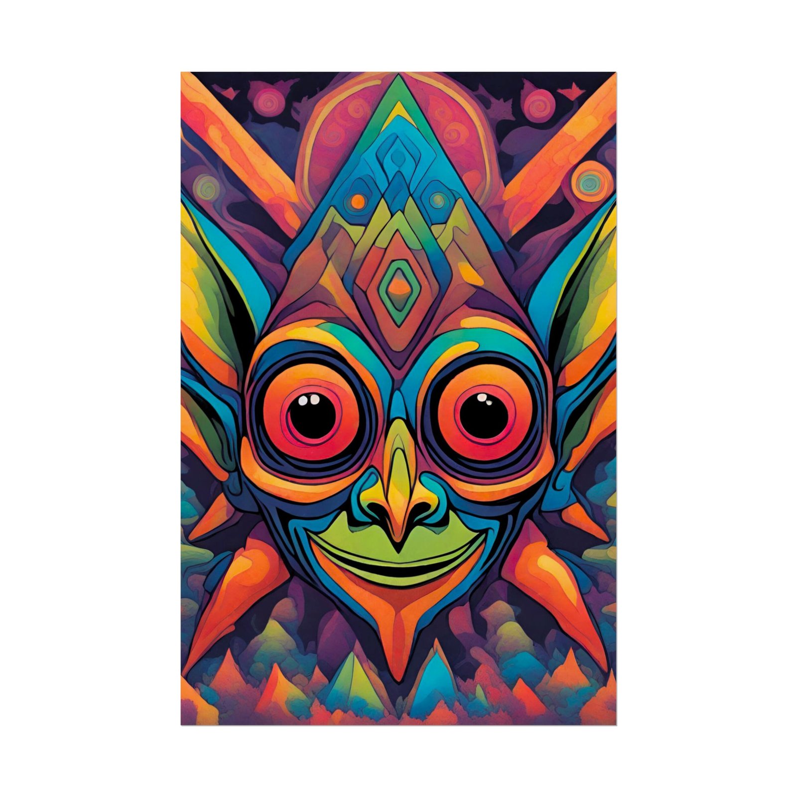 IS_6560 Psychedelic Tribal Mask Rolled Poster โ Vibrant Abstract Wall Art