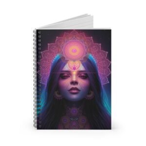 IS_6571 Mystic Goddess Spiral Notebook — Ruled Journal with Neon Mandala Design