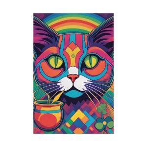 IS_6555 Psychedelic Cat Rolled Poster — Colorful Rainbow Cat Art Print