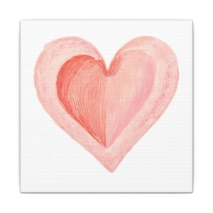 IS_4216 Pink Watercolor Heart Canvas Wall Art – Romantic Stretched Matte Canvas
