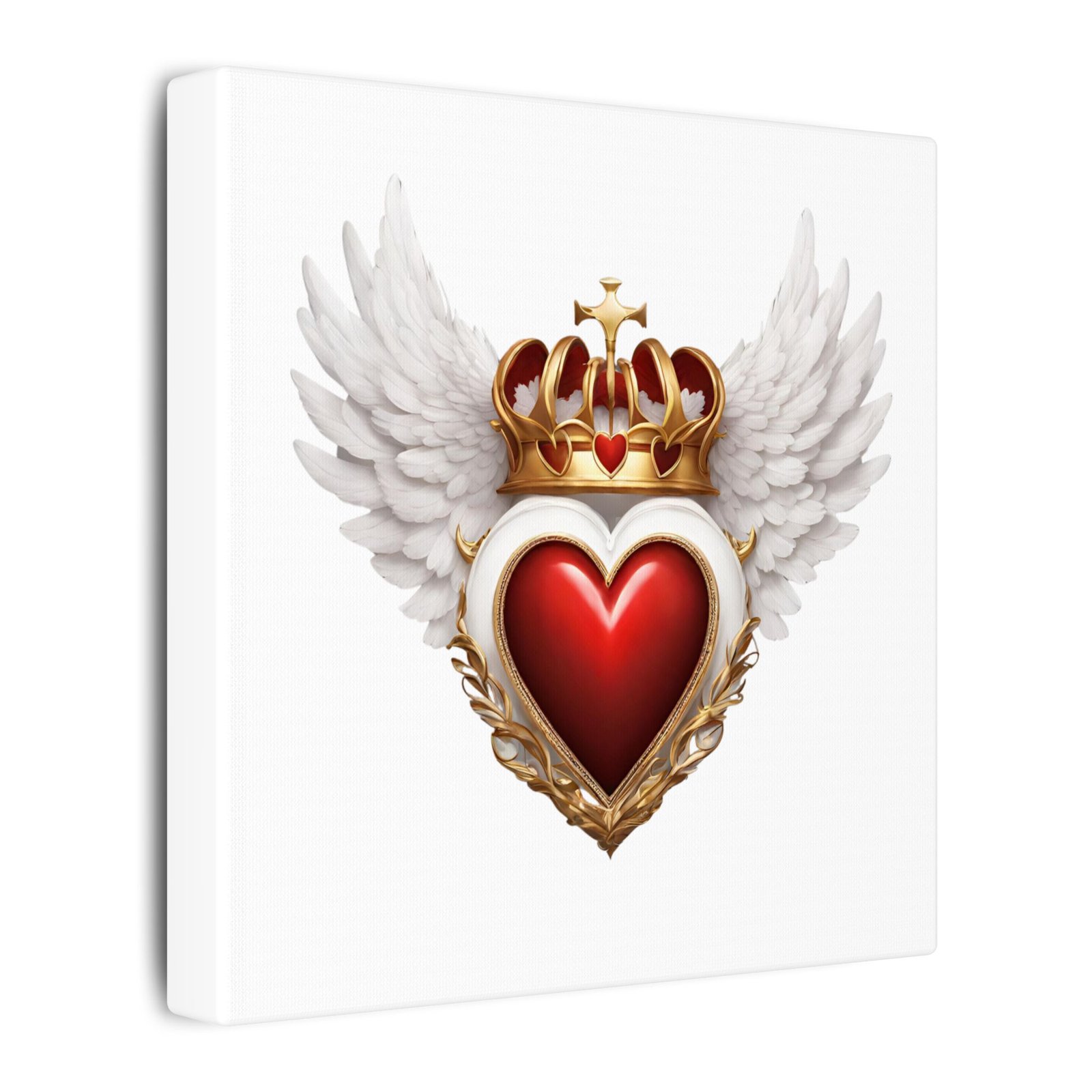 Winged Crown Heart Canvas Wall Art — Romantic Gothic Love Decor - Image 2